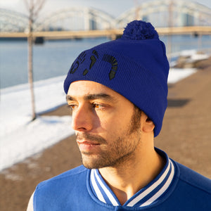 Five Toes Down Pom Pom Beanie Embroidered