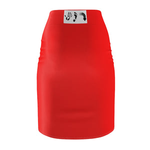 Five Toes Down Drip/Red Women's Pencil Skirt