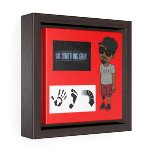 Five Toes Down Square Framed Premium Gallery Wrap Canvas Red