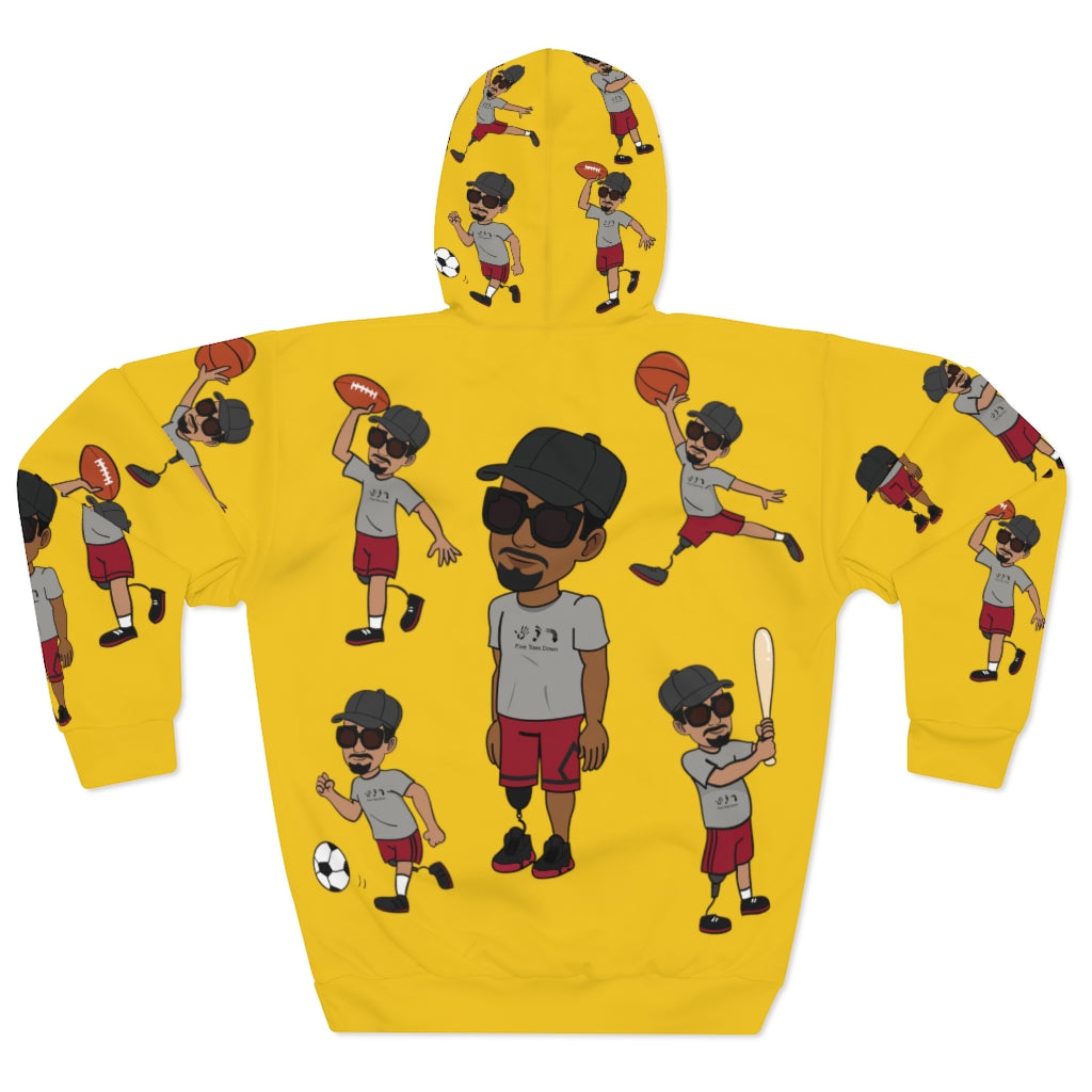 Five Toes Down Sports Unisex Pullover Hoodie yellow