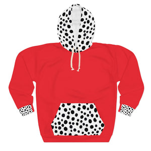 Five Toes Down Dalmatian Unisex Pullover Hoodie Red