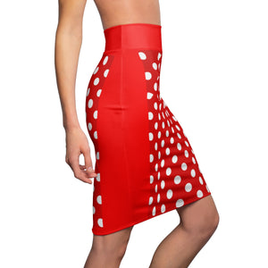 Five Toes Down Red Polka Dot Women's Pencil Skirt