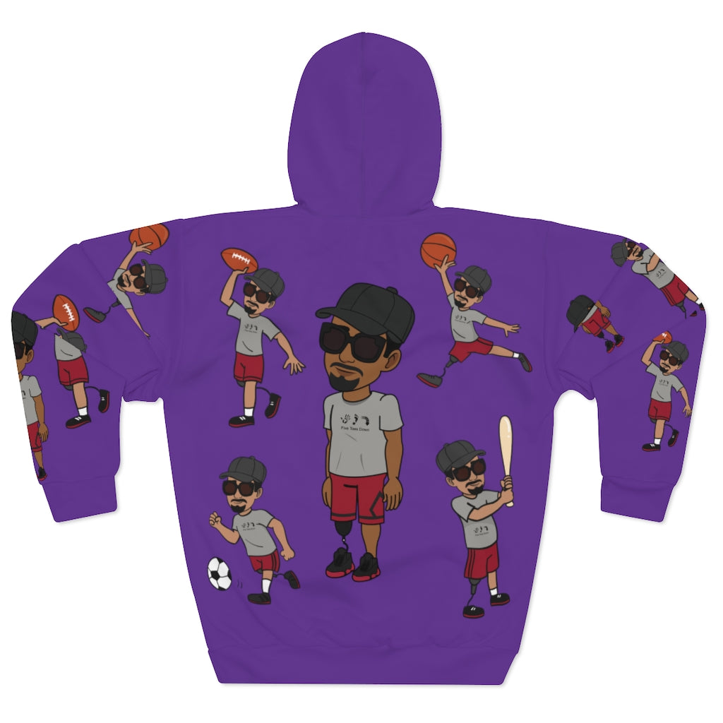 Five Toes Down Sports Unisex Pullover Hoodie purp 2