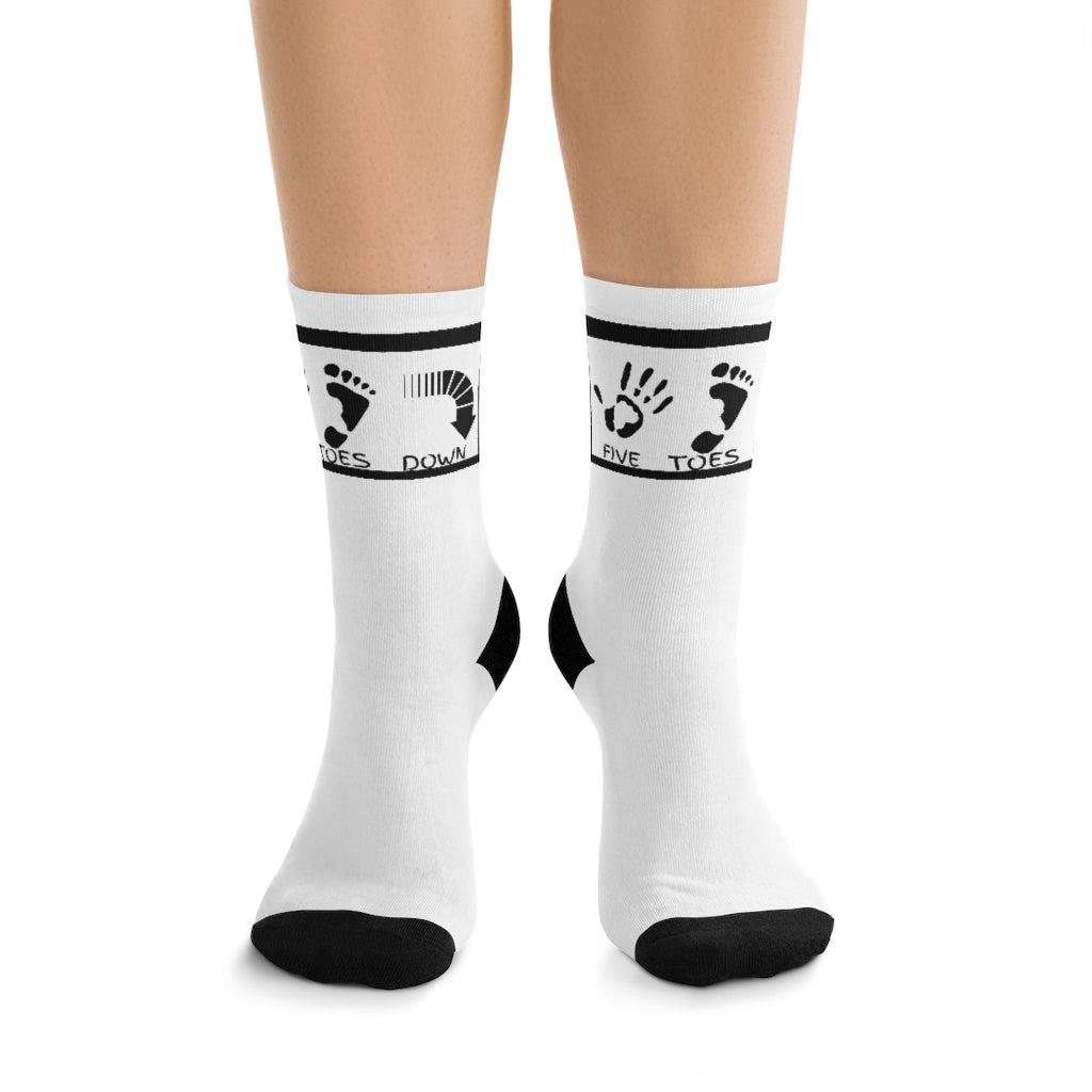 Five Toes Down Logo Socks White