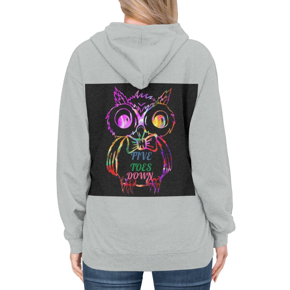 Five Toes Down Owl Unisex Lightweight Hoodie(Back)