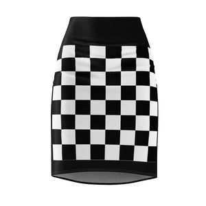 Five Toes Down Checkerboard Blk Women's Pencil Skirt