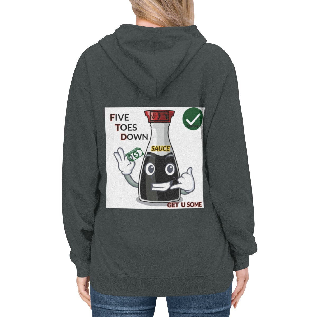 Five Toes Down Sauce Unisex Lightweight Hoodie(Back)
