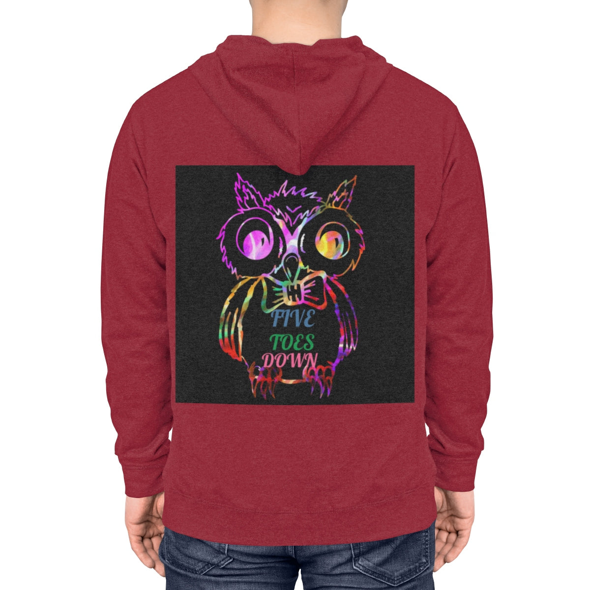Five Toes Down Owl Unisex Lightweight Hoodie(Back)