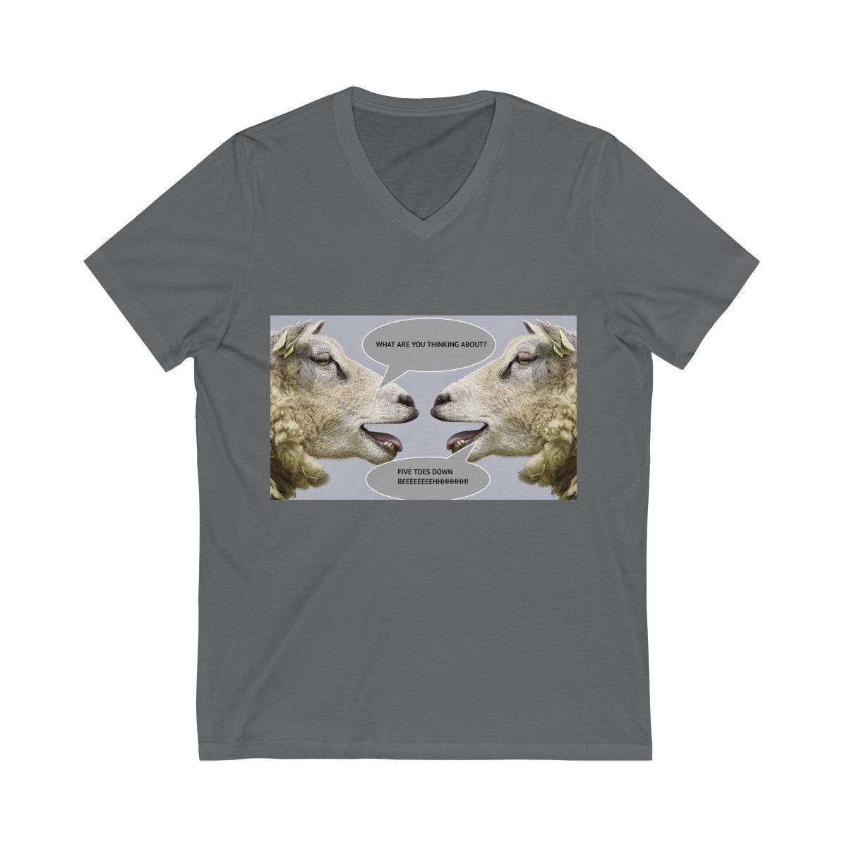 Five Toes Down Goat Thoughts Unisex V-Neck Tee