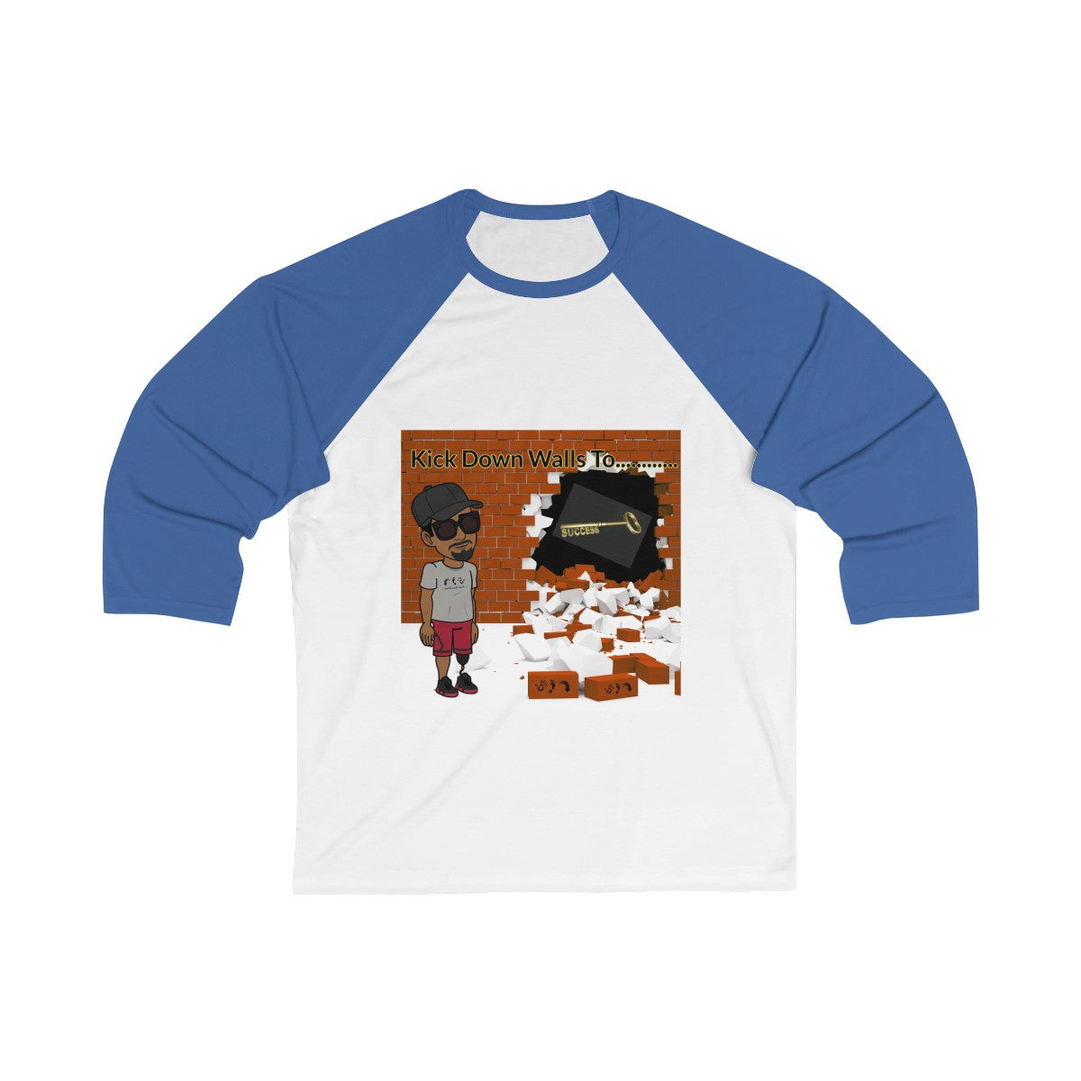 Five Toes Down Kick Down Wall Unisex 3/4 Sleeve Baseball Tee