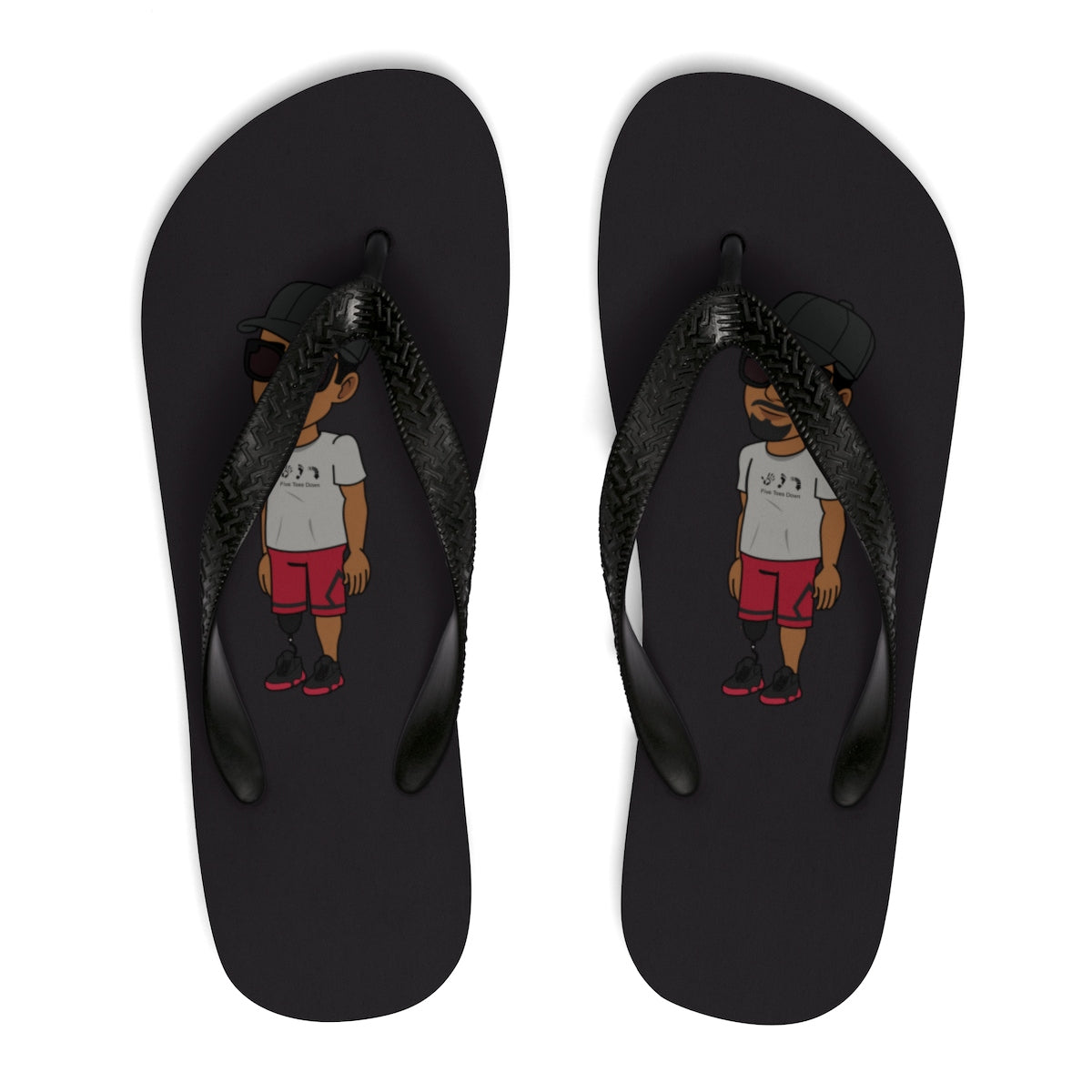 Five Toes Down Henry Blk Unisex Flip-Flops