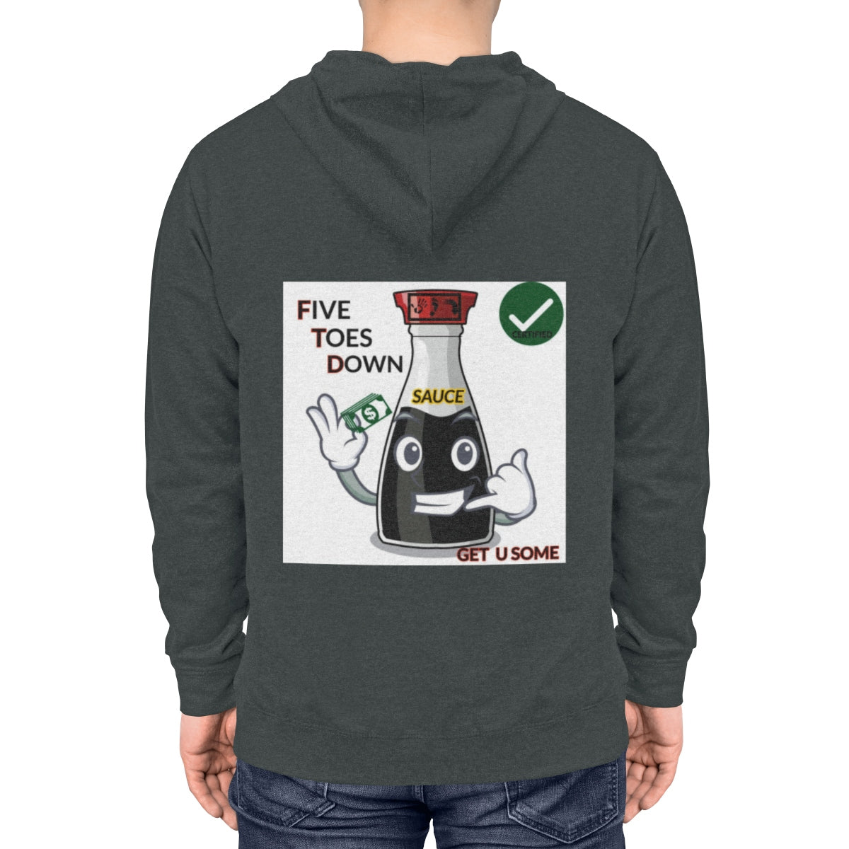 Five Toes Down Sauce Unisex Lightweight Hoodie(Back)