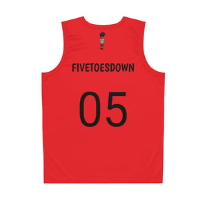 Five Toes Down Air Amputee Basketball Jersey Red