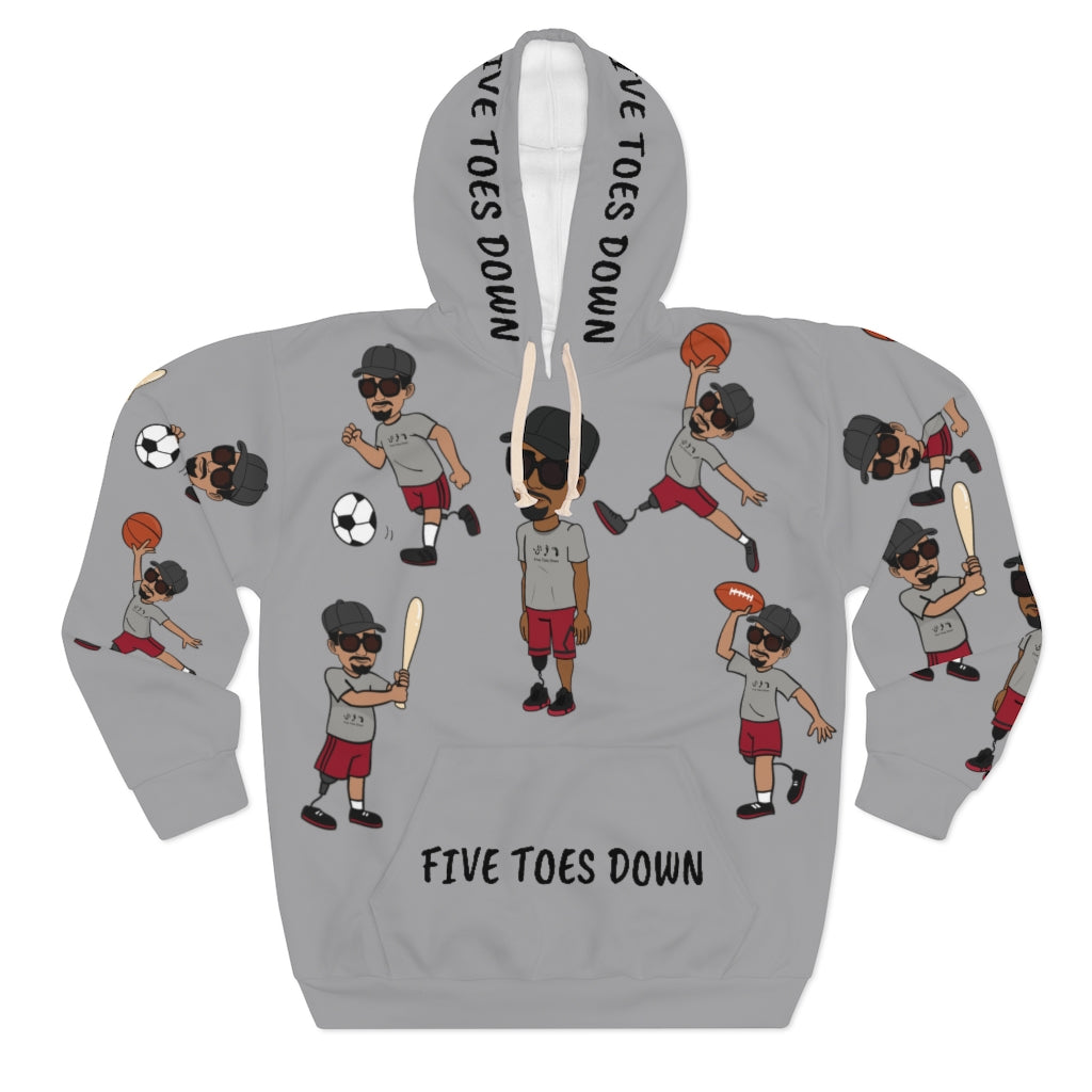 Five Toes Down Sports Unisex Pullover Hoodie grey 2