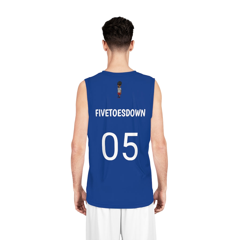 Five Toes Down Air Amputee Basketball Jersey Blue