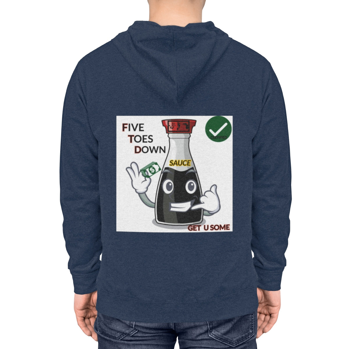 Five Toes Down Sauce Unisex Lightweight Hoodie(Back)
