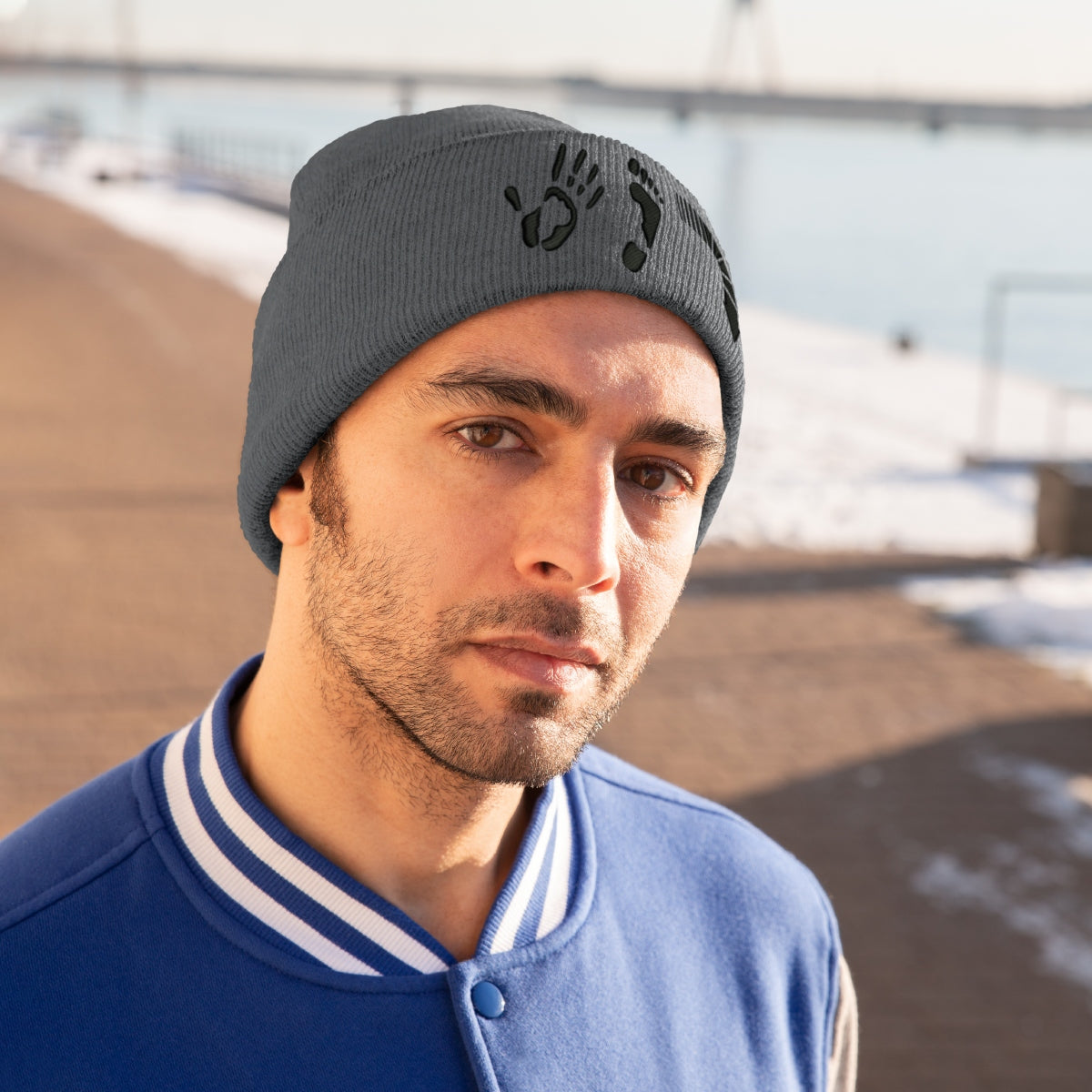Five Toes Down Knit Beanie Embroidered