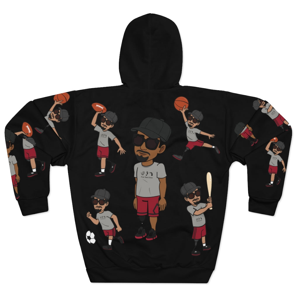 Five Toes Down Sports Unisex Pullover Hoodie blk/red