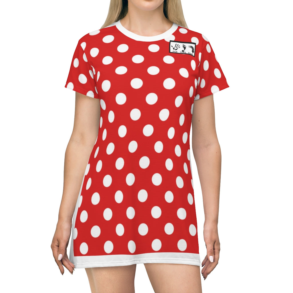 Five Toes Down Polka Dots T-shirt Dress