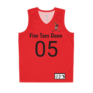 Five Toes Down Air Amputee Basketball Jersey Red