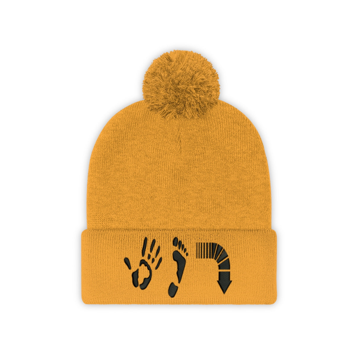 Five Toes Down Pom Pom Beanie Embroidered