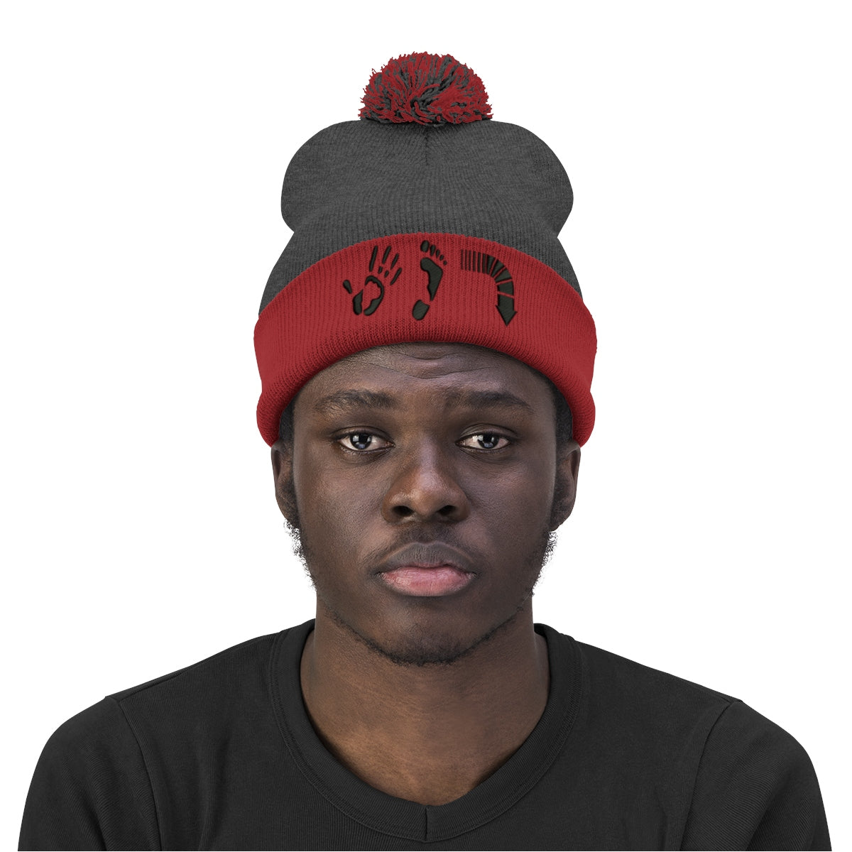 Five Toes Down Pom Pom Beanie Embroidered