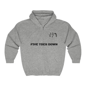 Five Toes Down Unisex Full Zip Hooded Sweatshirt