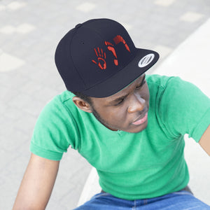 Five Toes Down Red Unisex Flat Bill Hat Embroidered