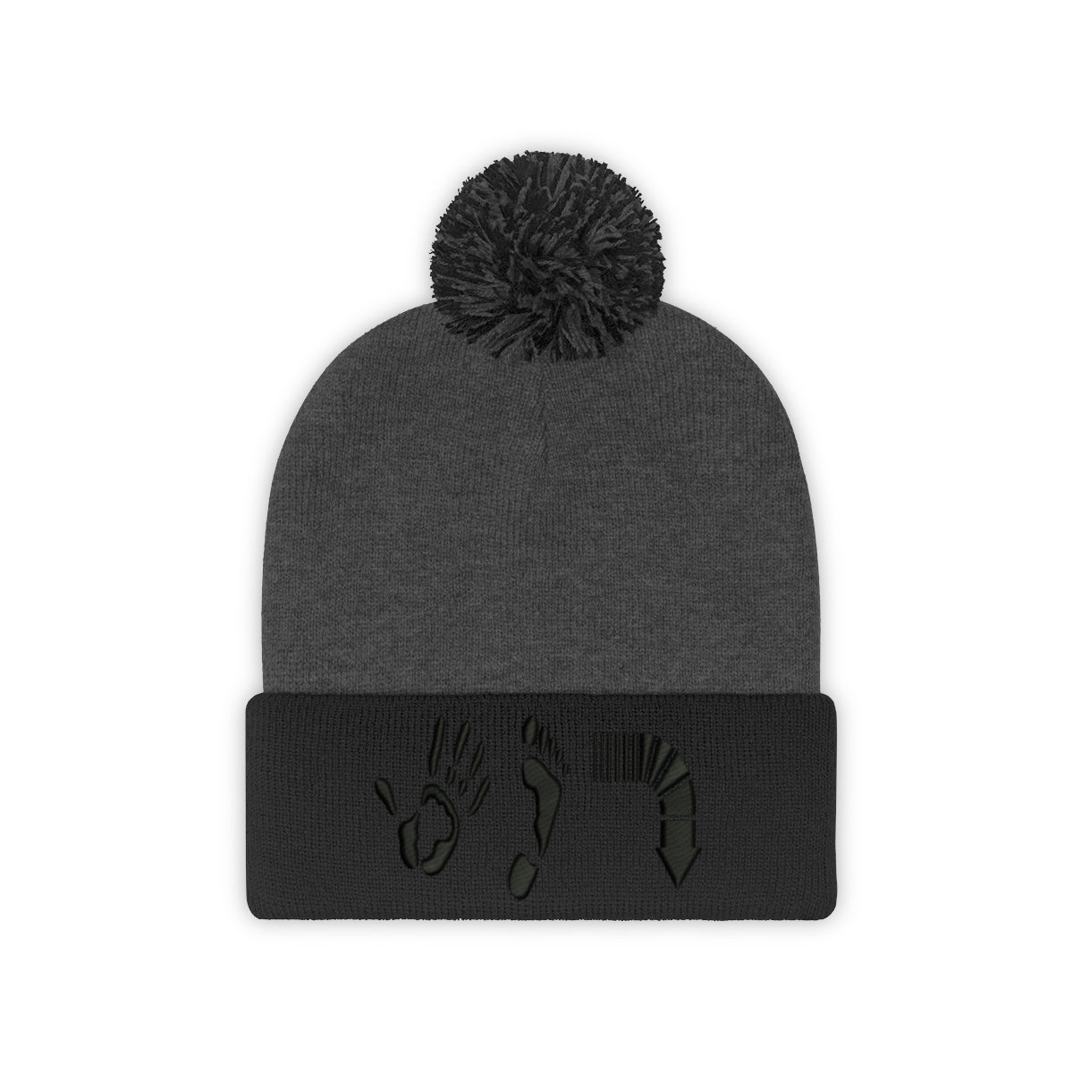 Five Toes Down Pom Pom Beanie Embroidered