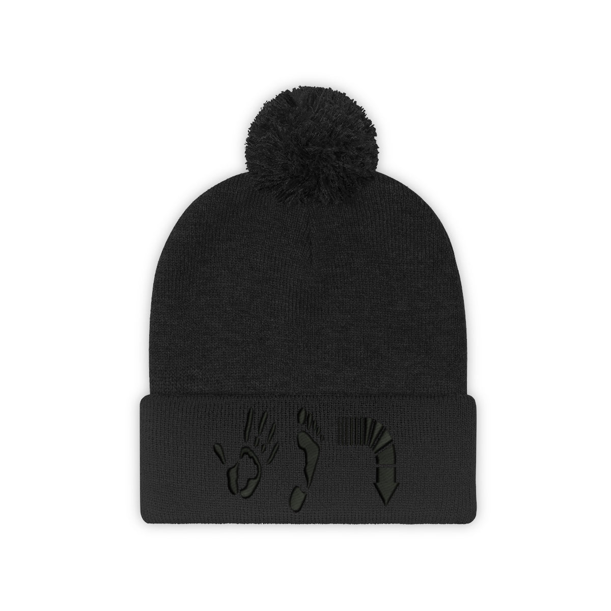 Five Toes Down Pom Pom Beanie Embroidered