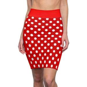 Five Toes Down Red Polka Dot Women's Pencil Skirt