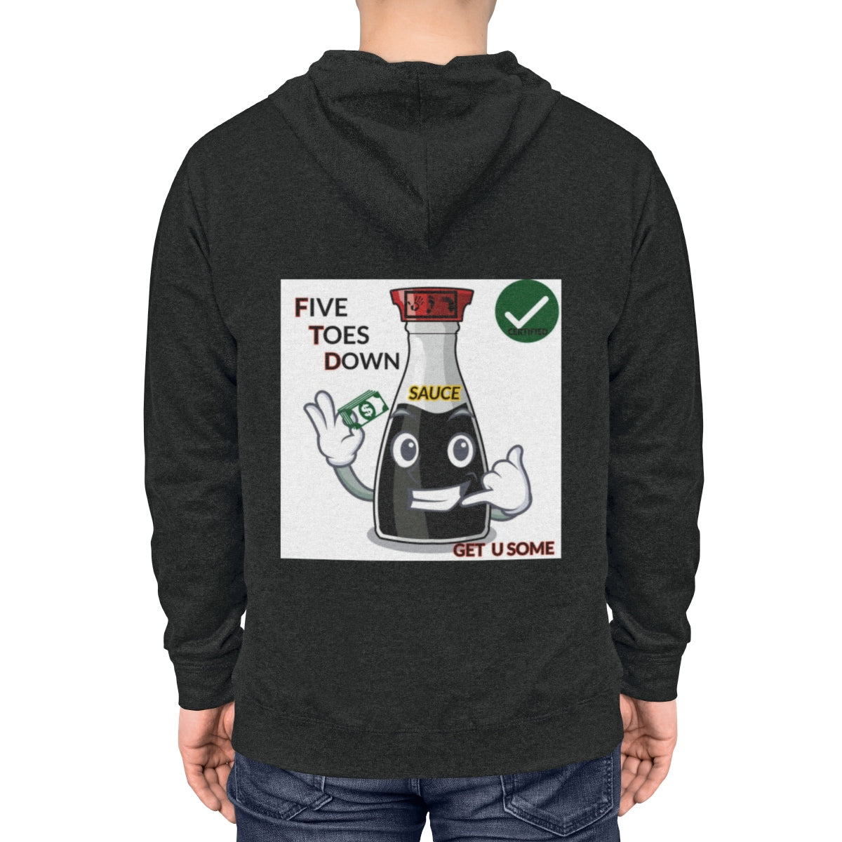 Five Toes Down Sauce Unisex Lightweight Hoodie(Back)