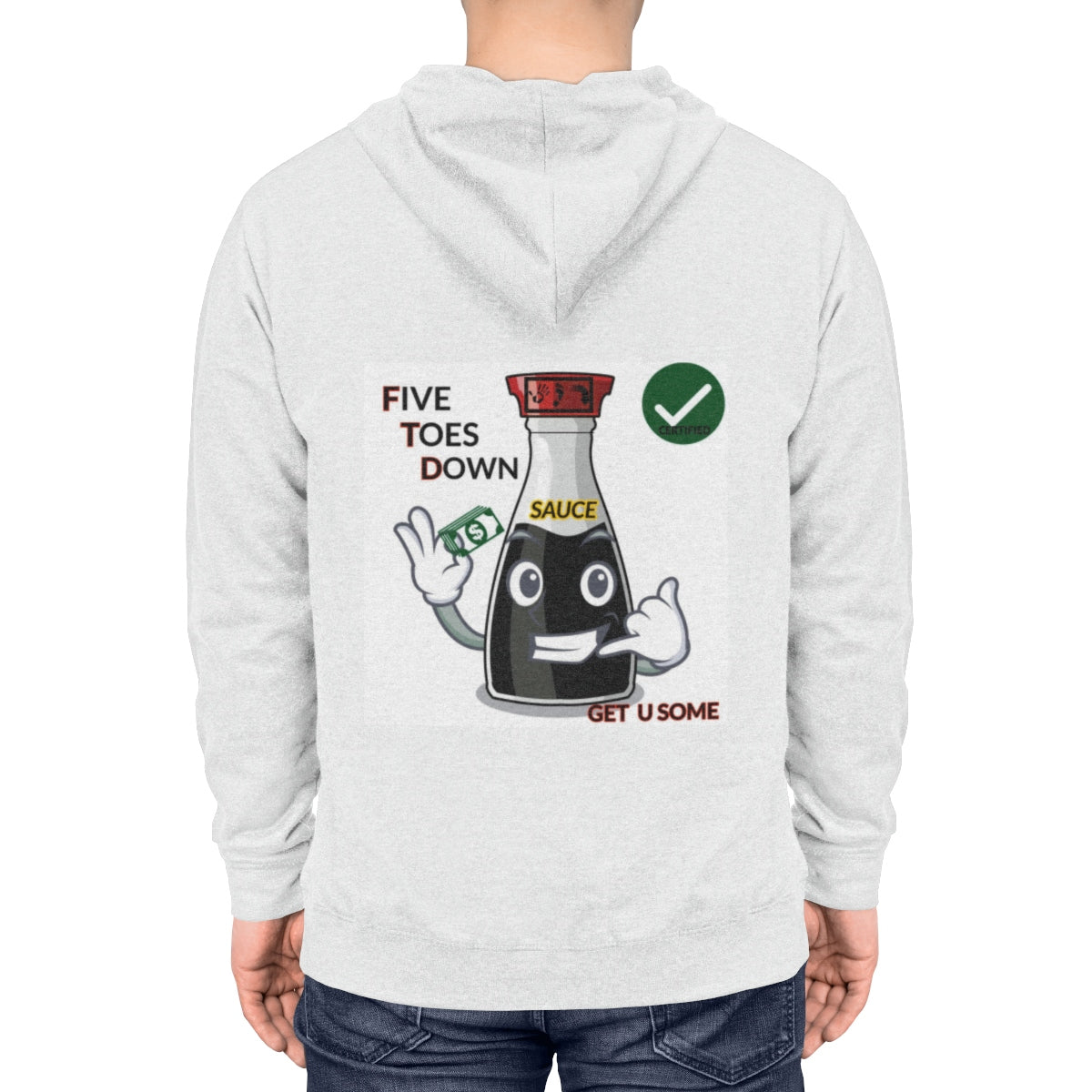 Five Toes Down Sauce Unisex Lightweight Hoodie(Back)