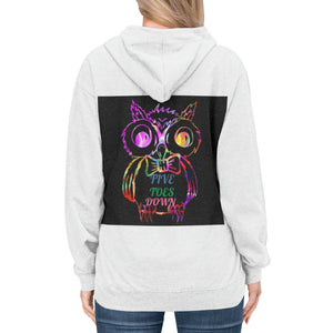 Five Toes Down Owl Unisex Lightweight Hoodie(Back)