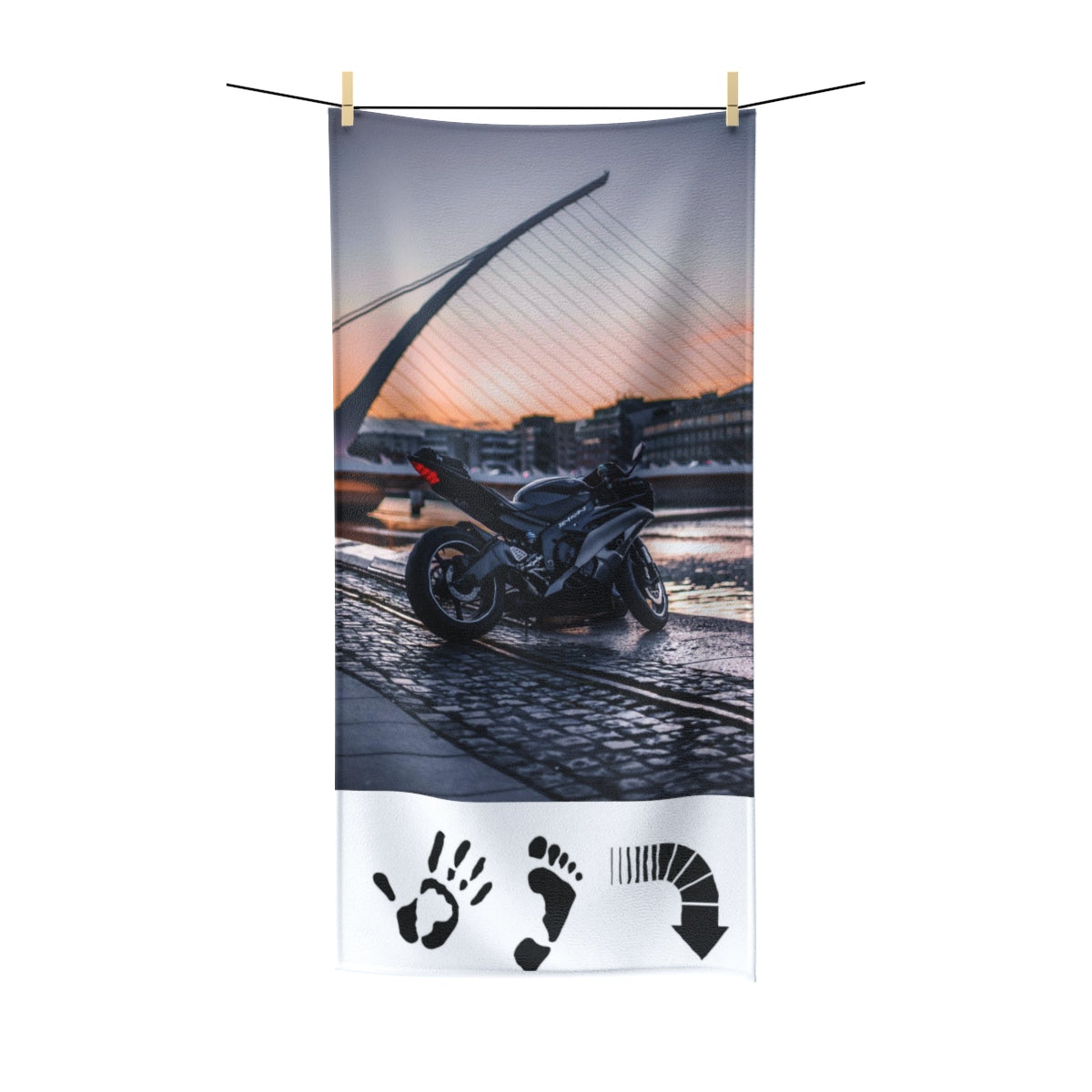 Five Toes Down Motorcycle Polycotton Towel