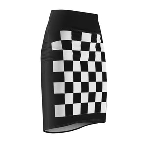 Five Toes Down Checkerboard Blk Women's Pencil Skirt