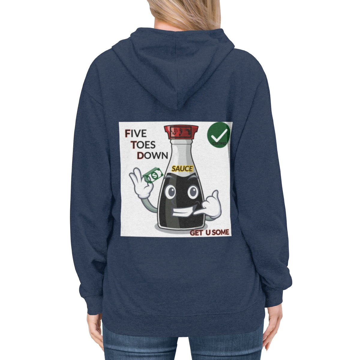 Five Toes Down Sauce Unisex Lightweight Hoodie(Back)