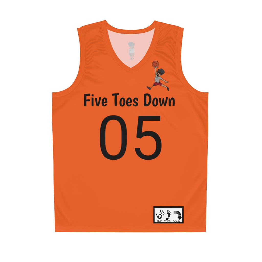 Five Toes Down Air Amputee Basketball Jersey Orange