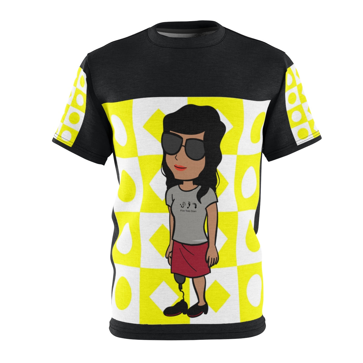 Five Toes Down Girl Power Blk/Yellow Unisex Cut & Sew Tee