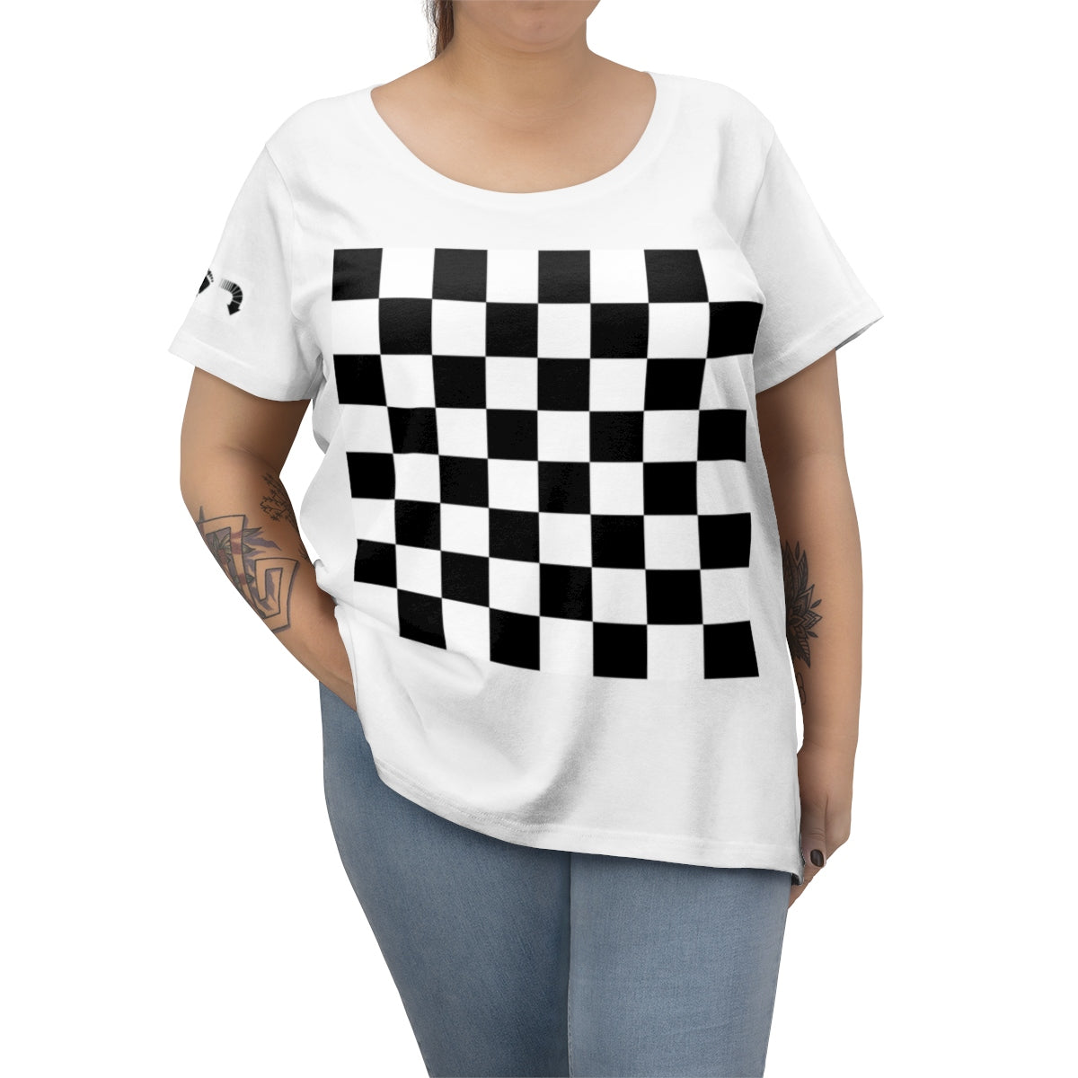 Five Toes Down  Checkerboard Women's Curvy Tee