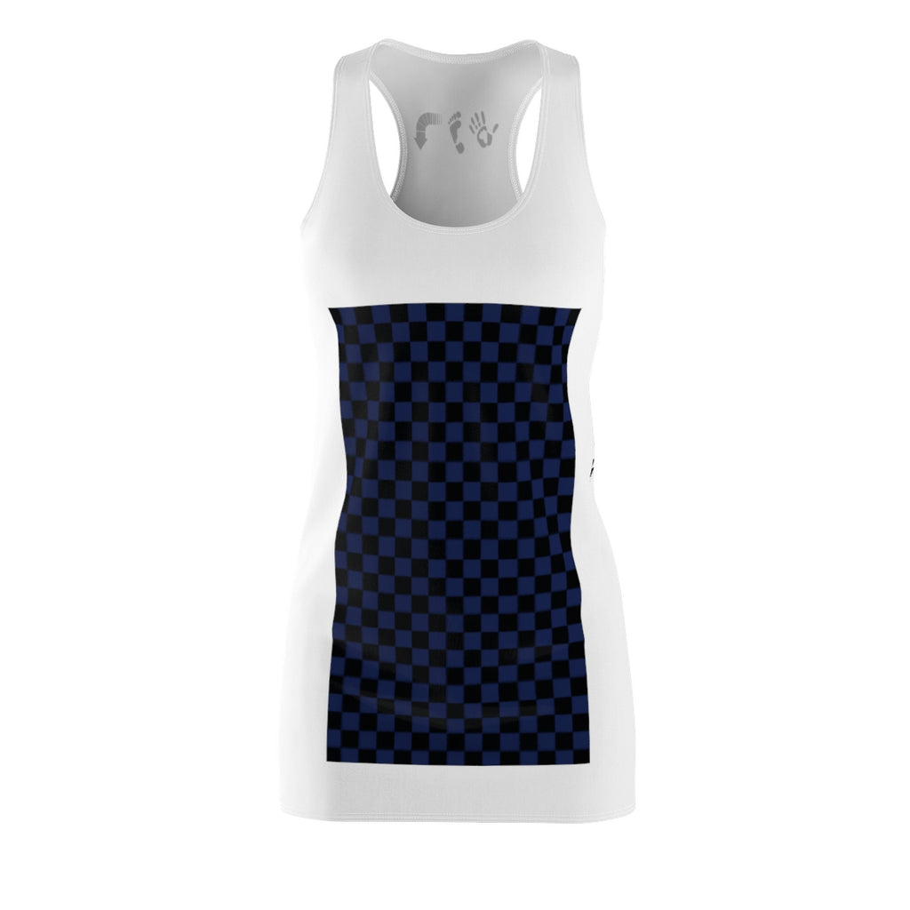 Five Toes Down Blue Checkerboard Cut & Sew Racerback Dress