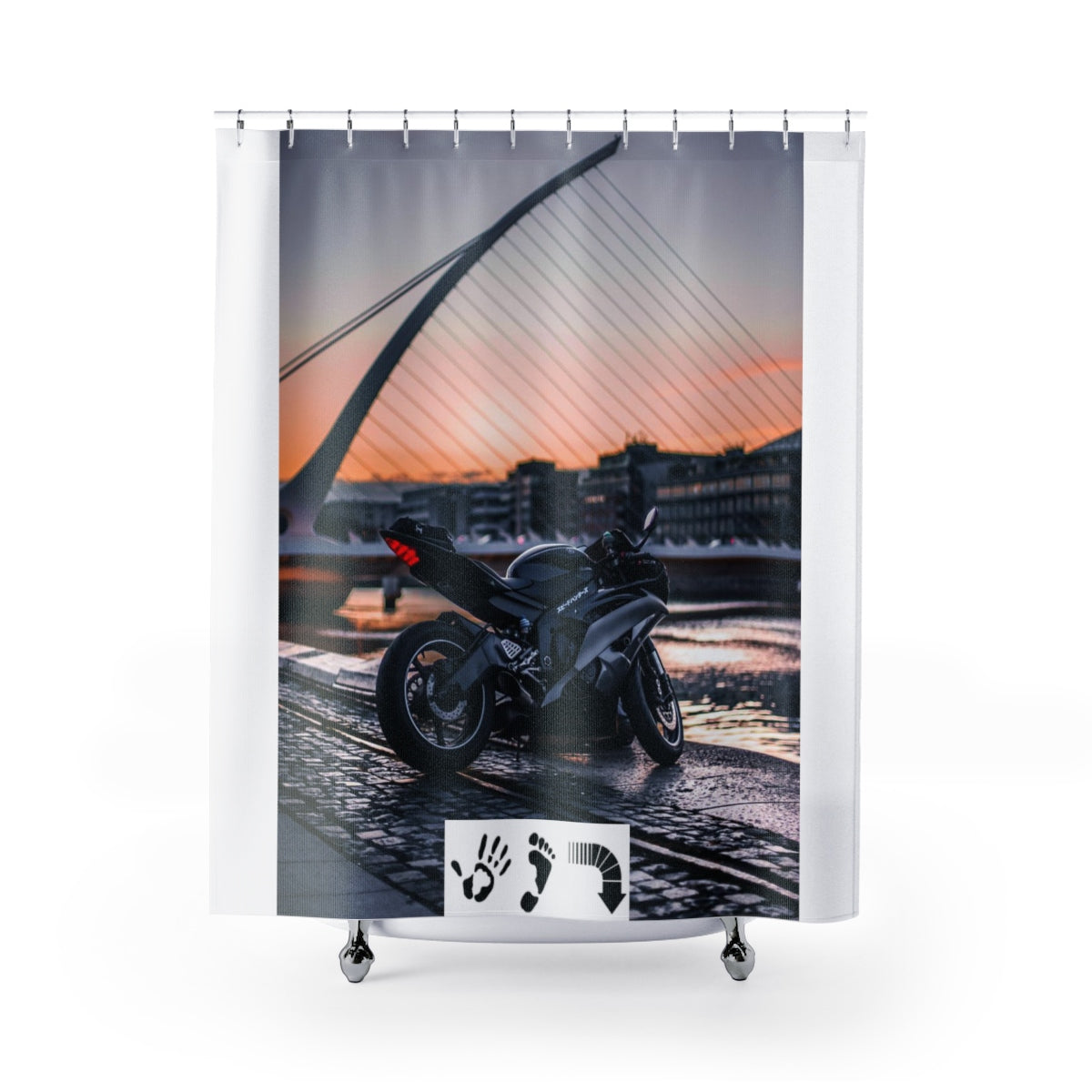 Five Toes Down Motorcycle Shower Curtains