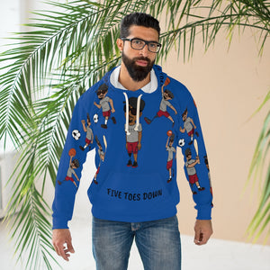 Five Toes Down Sports Unisex Pullover Hoodie blue 2