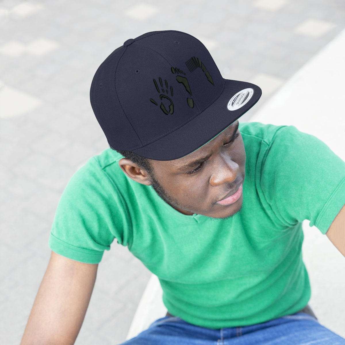 Five Toes Down Unisex Flat Bill Hat Embroidered