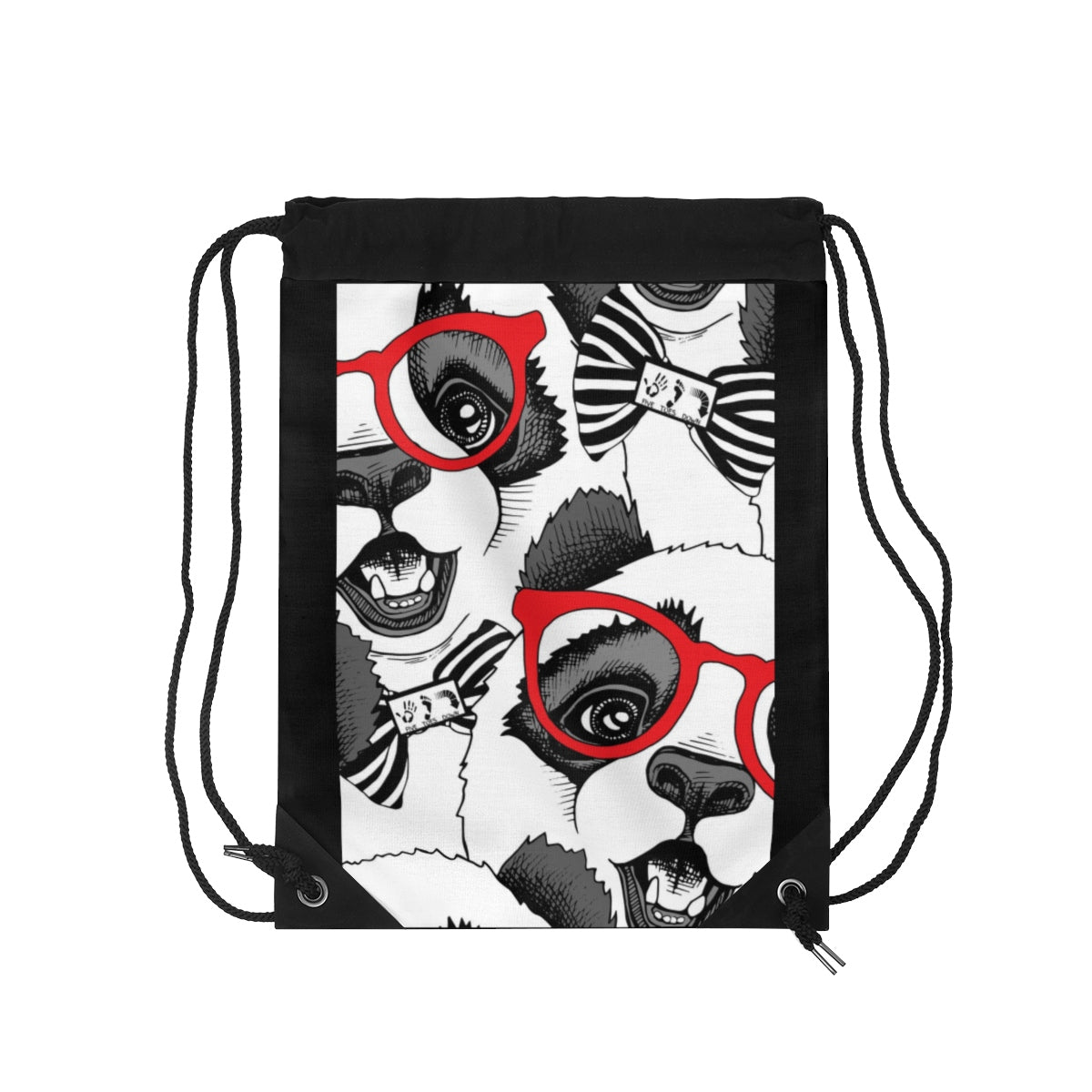 Five Toes Down Panda Face Drawstring Bag