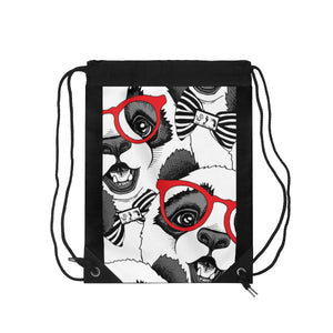 Five Toes Down Panda Face Drawstring Bag