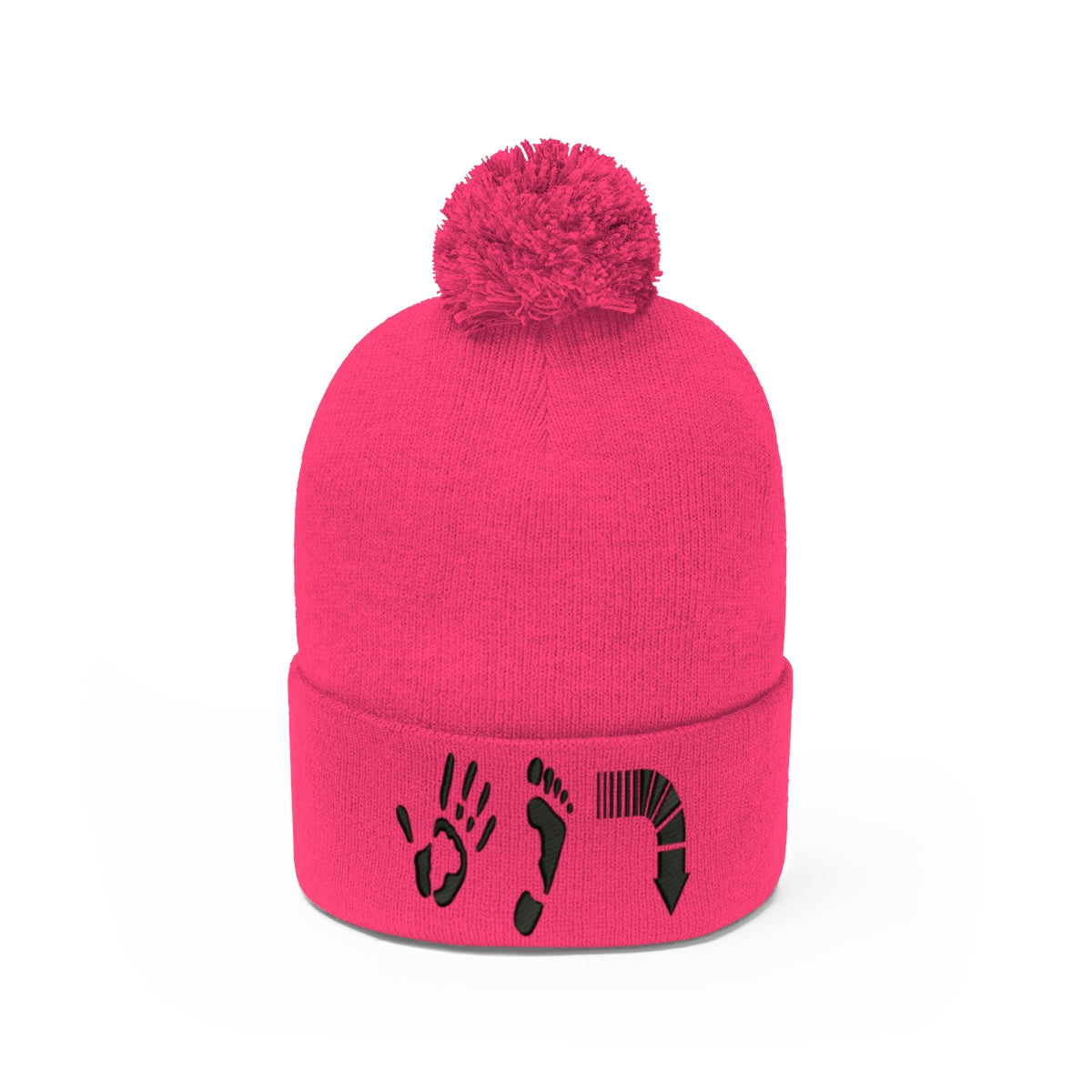 Five Toes Down Pom Pom Beanie Embroidered