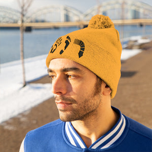 Five Toes Down Pom Pom Beanie Embroidered