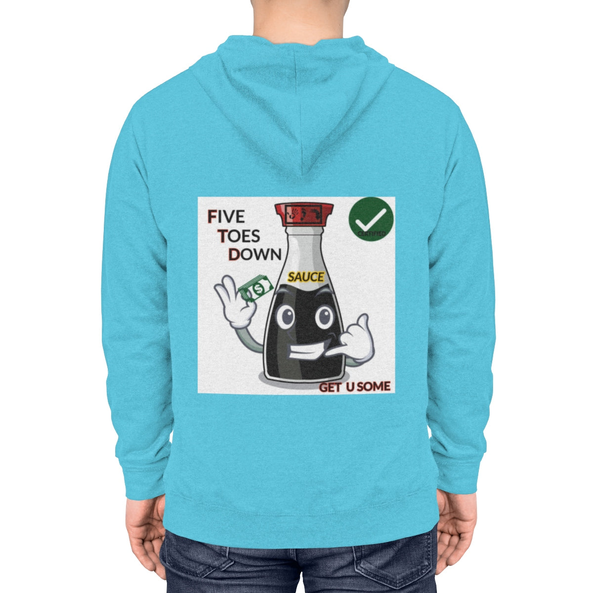 Five Toes Down Sauce Unisex Lightweight Hoodie(Back)