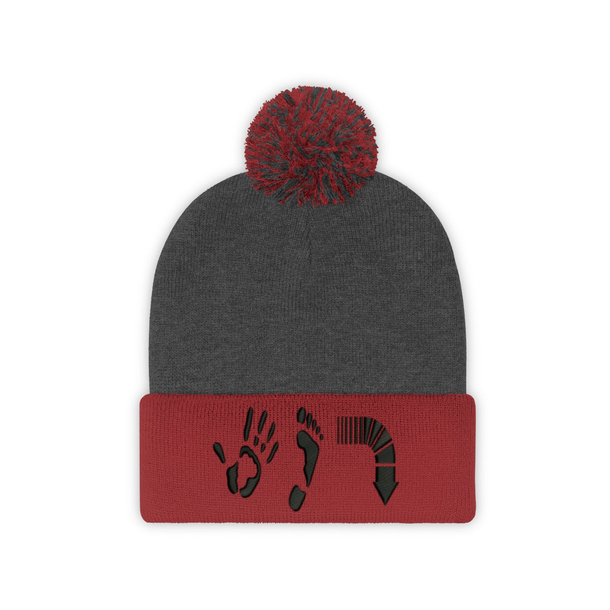 Five Toes Down Pom Pom Beanie Embroidered